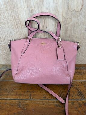 Coach Pink Pebbled Leather Satchel with Removable Strap